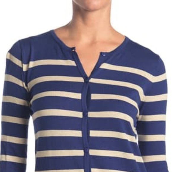 LOVE LILI Sweater Cardigan Blue Stripes Small - Picture 5 of 5